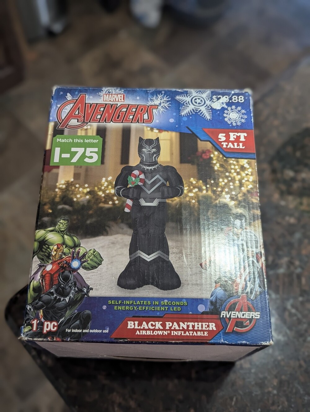 5 ft. Inflatable Christmas Black Panther with Candy Cane Marvel
